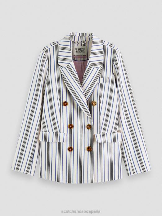 Scotch & Soda femmes blazer rayé à double boutonnage rayures bleues et roses vêtements 4HB4172