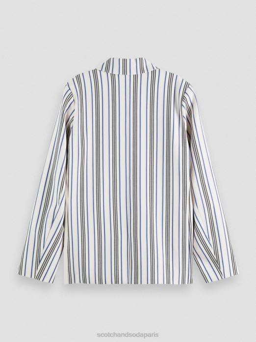Scotch & Soda femmes blazer rayé à double boutonnage rayures bleues et roses vêtements 4HB4172