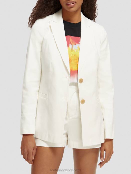 Scotch & Soda femmes blazer à simple boutonnage blanc cassé vêtements 4HB4181
