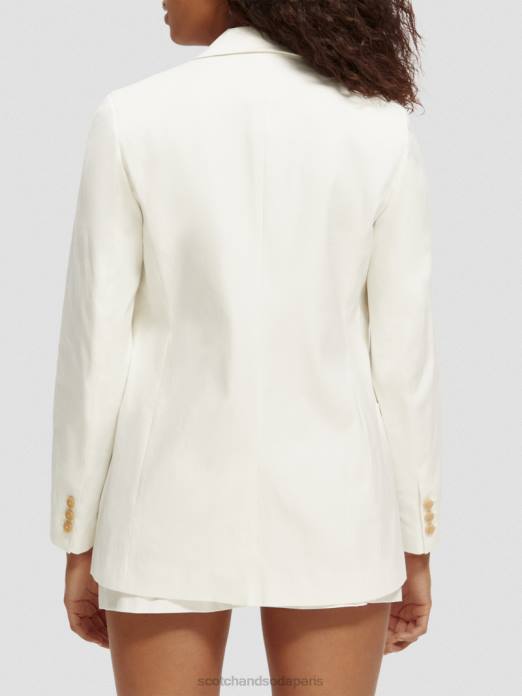 Scotch & Soda femmes blazer à simple boutonnage blanc cassé vêtements 4HB4181