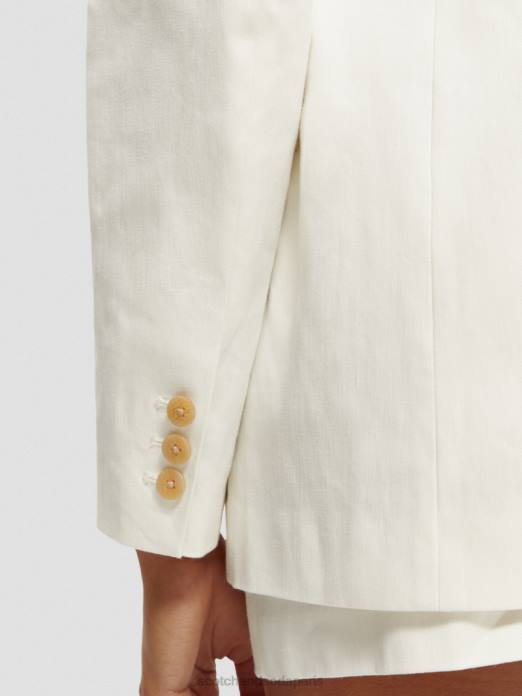 Scotch & Soda femmes blazer à simple boutonnage blanc cassé vêtements 4HB4181