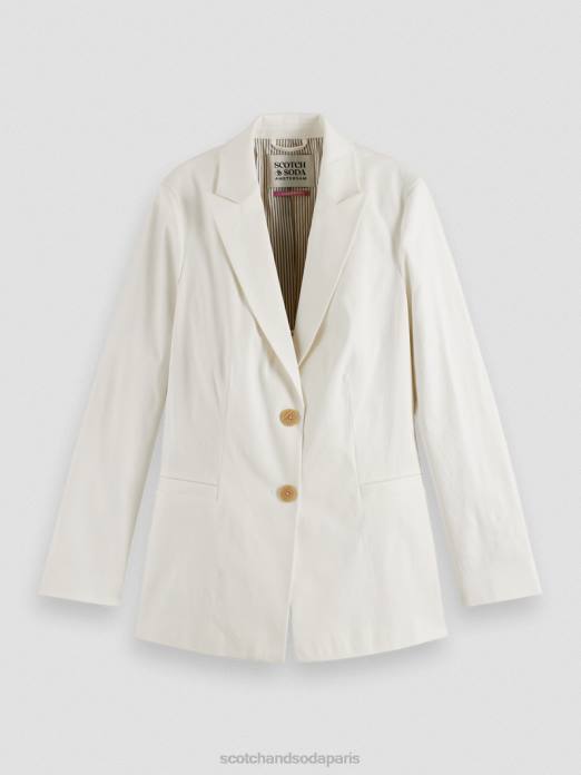 Scotch & Soda femmes blazer à simple boutonnage blanc cassé vêtements 4HB4181