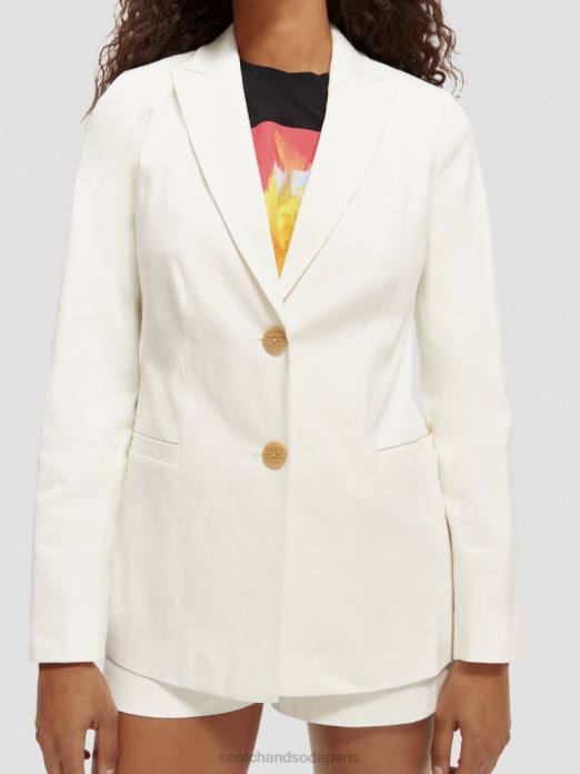 Scotch & Soda femmes blazer à simple boutonnage blanc cassé vêtements 4HB4181