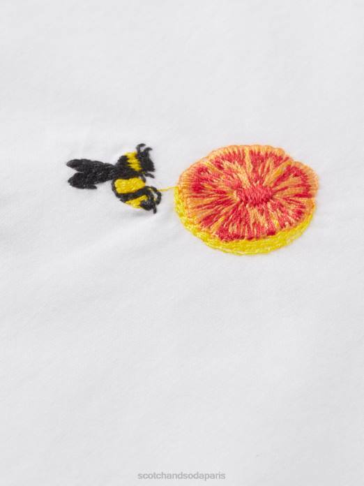 Scotch & Soda femmes chemise coupe boxy en coton biologique brodé blanc vêtements 4HB441