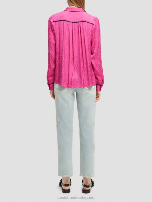 Scotch & Soda femmes chemise coupe slim passepoilée fuchsia vêtements 4HB454