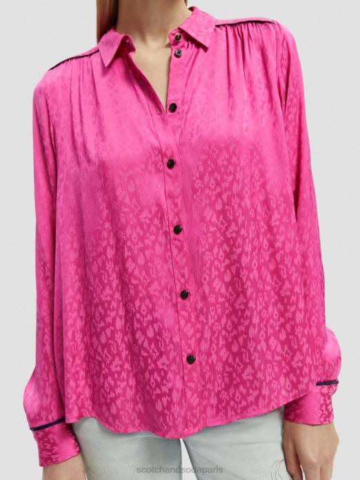 Scotch & Soda femmes chemise coupe slim passepoilée fuchsia vêtements 4HB454