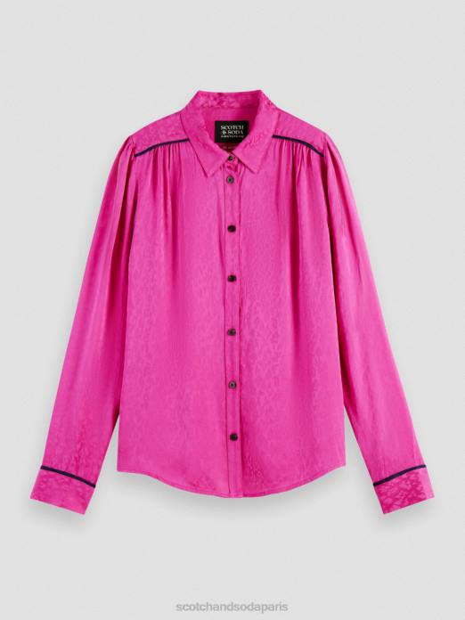 Scotch & Soda femmes chemise coupe slim passepoilée fuchsia vêtements 4HB454