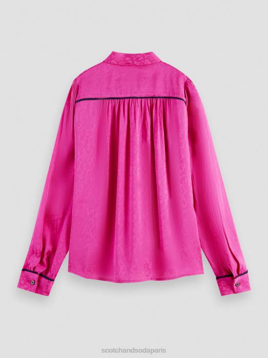 Scotch & Soda femmes chemise coupe slim passepoilée fuchsia vêtements 4HB454