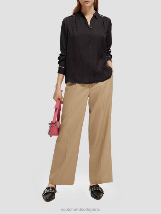 Scotch & Soda femmes chemise coupe slim passepoilée noir vêtements 4HB453