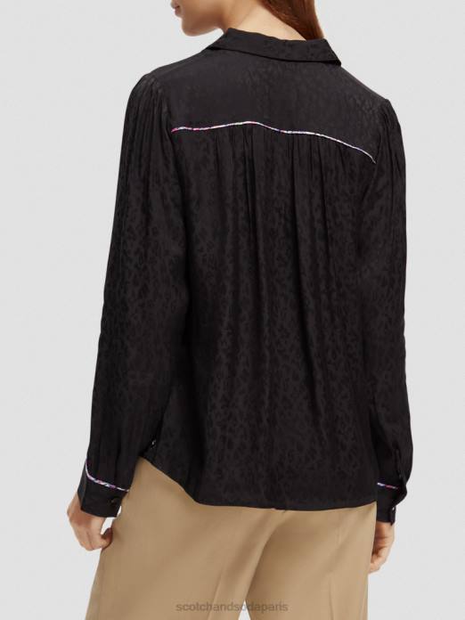 Scotch & Soda femmes chemise coupe slim passepoilée noir vêtements 4HB453