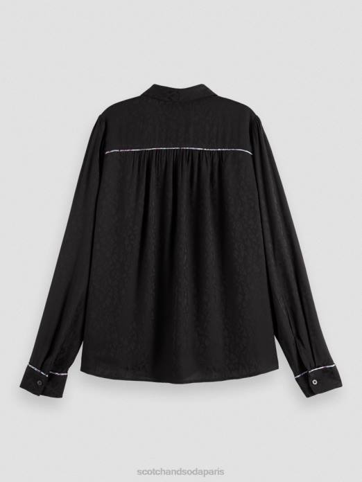 Scotch & Soda femmes chemise coupe slim passepoilée noir vêtements 4HB453