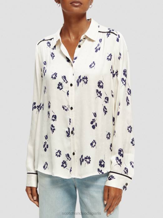Scotch & Soda femmes chemise coupe slim passepoilée tulipes vêtements 4HB455