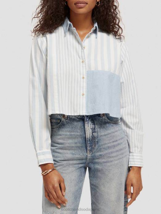 Scotch & Soda femmes chemise courte coupe carrée mer bleue vêtements 4HB444