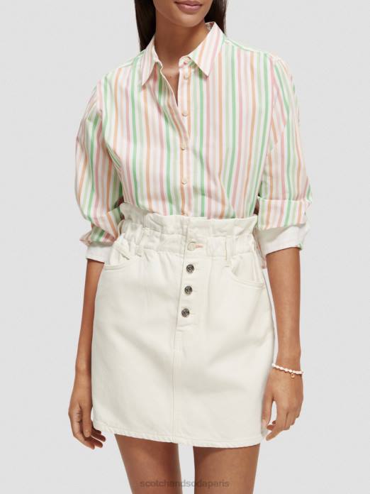 Scotch & Soda femmes chemise courte en coton biologique coupe boxy multi-rayures vêtements 4HB446