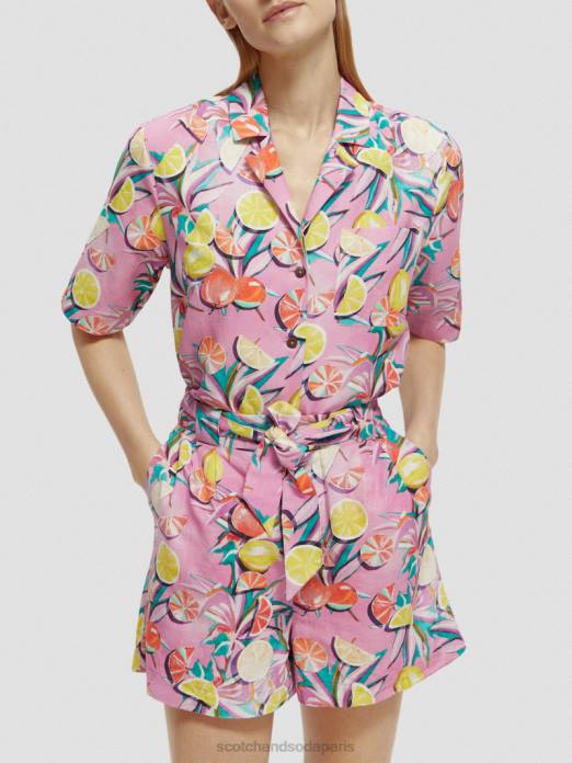 Scotch & Soda femmes chemise de camp imprimée orchidée de courge aux agrumes vêtements 4HB443