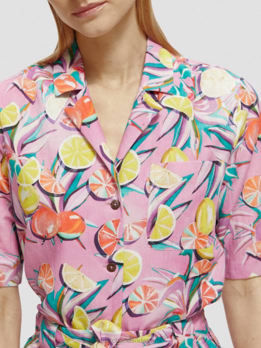 Scotch & Soda femmes chemise de camp imprimée orchidée de courge aux agrumes vêtements 4HB443