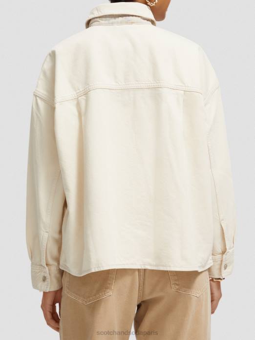 Scotch & Soda femmes chemise en jean oversize western écru délavé vêtements 4HB456