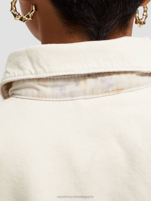 Scotch & Soda femmes chemise en jean oversize western écru délavé vêtements 4HB456