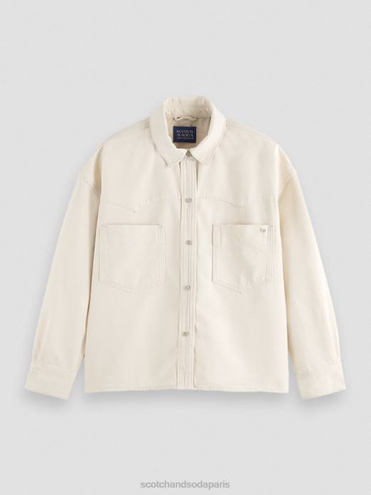 Scotch & Soda femmes chemise en jean oversize western écru délavé vêtements 4HB456