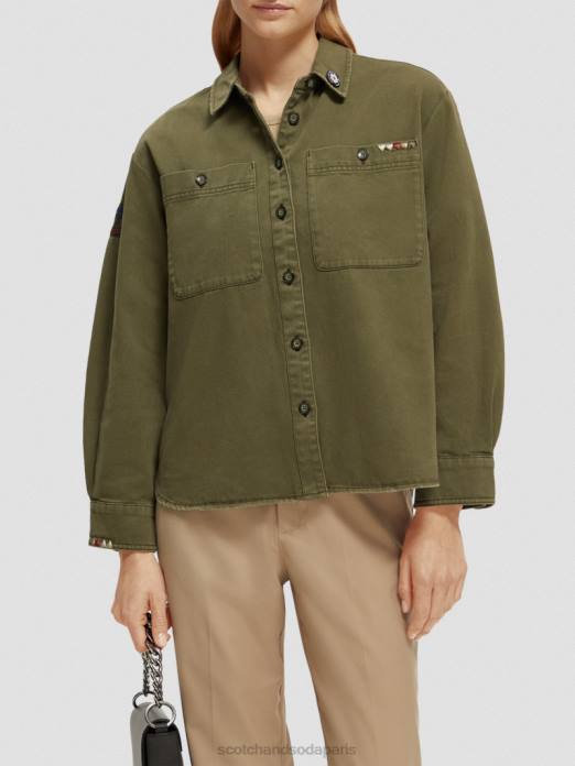 Scotch & Soda femmes chemise militaire armée verte vêtements 4HB448