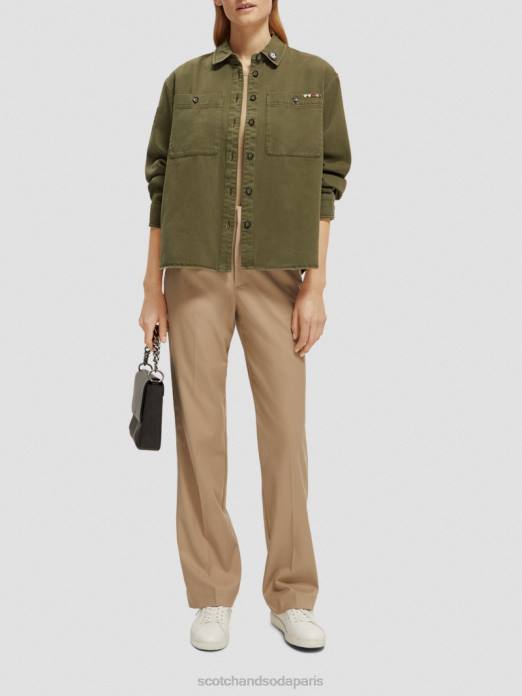 Scotch & Soda femmes chemise militaire armée verte vêtements 4HB448