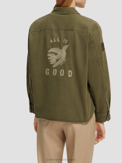 Scotch & Soda femmes chemise militaire armée verte vêtements 4HB448