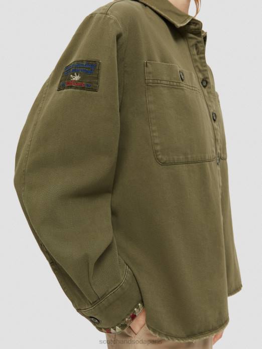 Scotch & Soda femmes chemise militaire armée verte vêtements 4HB448