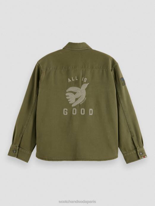 Scotch & Soda femmes chemise militaire armée verte vêtements 4HB448