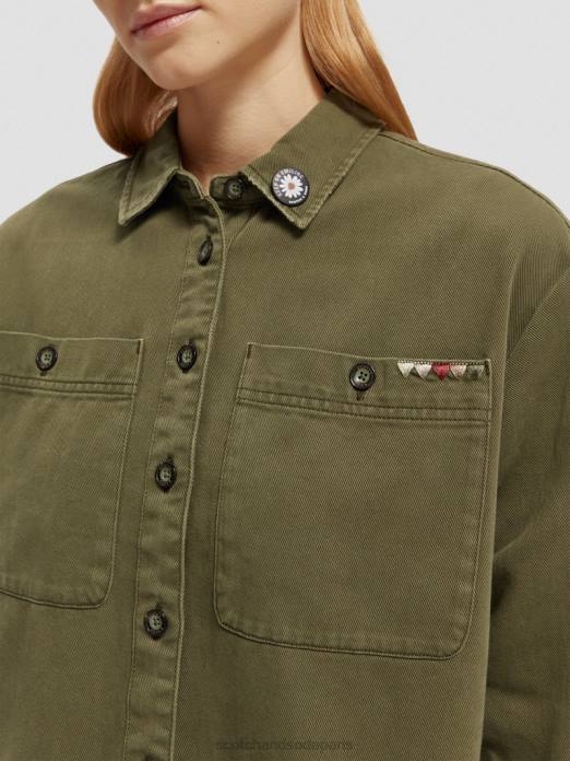 Scotch & Soda femmes chemise militaire armée verte vêtements 4HB448