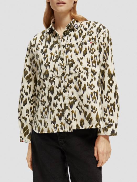 Scotch & Soda femmes chemise militaire vert armée ikat brossé vêtements 4HB447