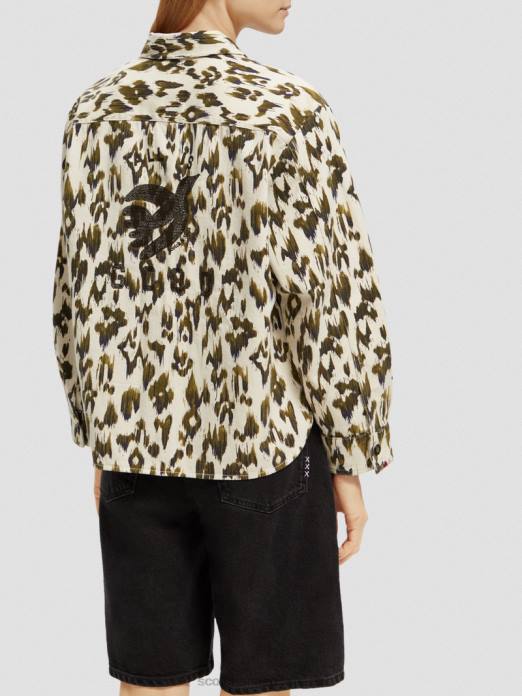 Scotch & Soda femmes chemise militaire vert armée ikat brossé vêtements 4HB447