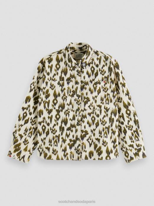 Scotch & Soda femmes chemise militaire vert armée ikat brossé vêtements 4HB447