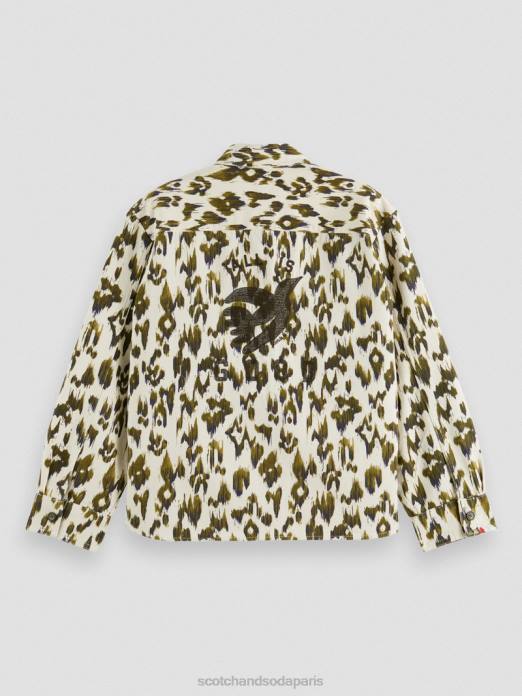 Scotch & Soda femmes chemise militaire vert armée ikat brossé vêtements 4HB447