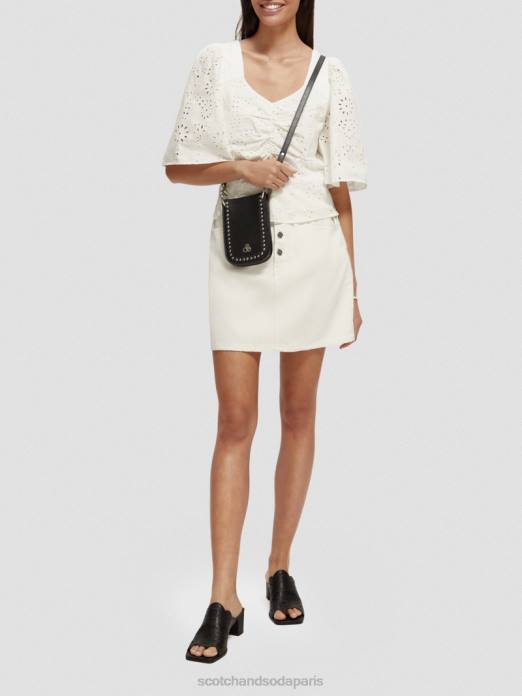Scotch & Soda femmes haut en coton biologique à manches flottantes blanc vêtements 4HB450