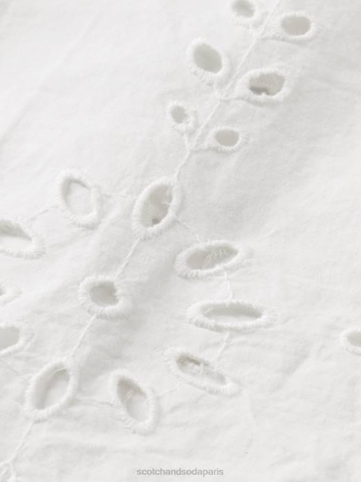 Scotch & Soda femmes haut en coton biologique à manches flottantes blanc vêtements 4HB450