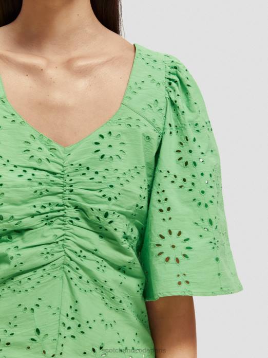 Scotch & Soda femmes haut en coton biologique à manches flottantes perruche brillante vêtements 4HB451