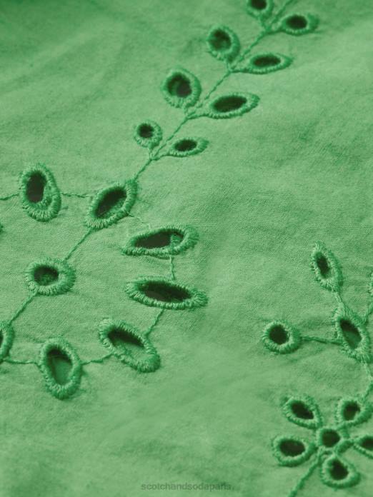 Scotch & Soda femmes haut en coton biologique à manches flottantes perruche brillante vêtements 4HB451