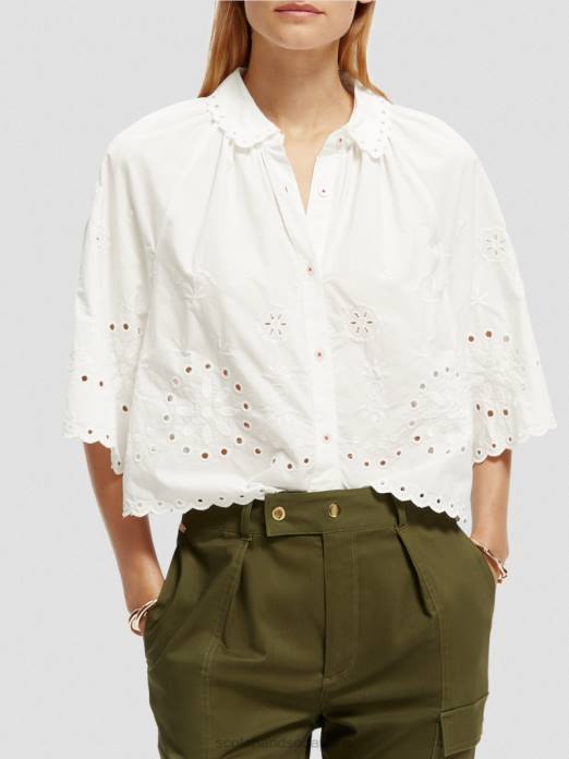 Scotch & Soda femmes top court à broderie anglaise blanc vêtements 4HB440