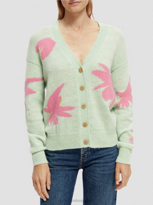 Scotch & Soda femmes cardigan coupe boxy en maille intarsia combiner un vêtements 4HB4127