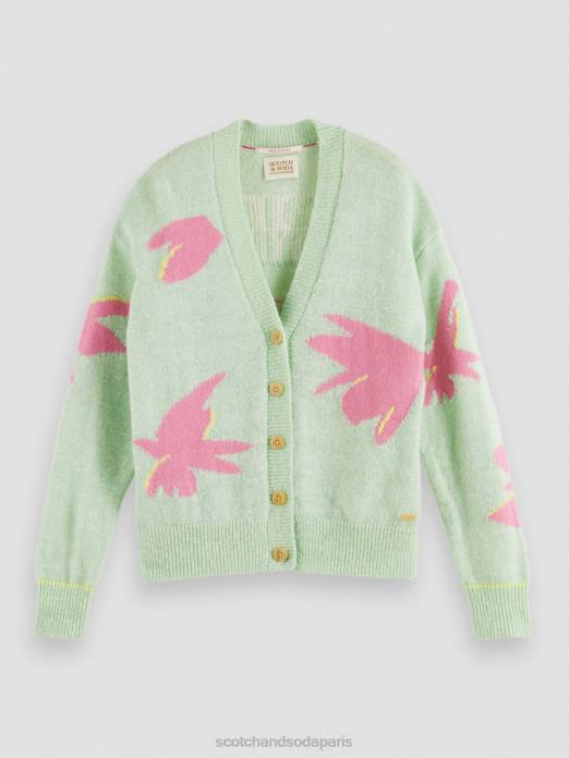 Scotch & Soda femmes cardigan coupe boxy en maille intarsia combiner un vêtements 4HB4127