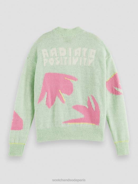 Scotch & Soda femmes cardigan coupe boxy en maille intarsia combiner un vêtements 4HB4127