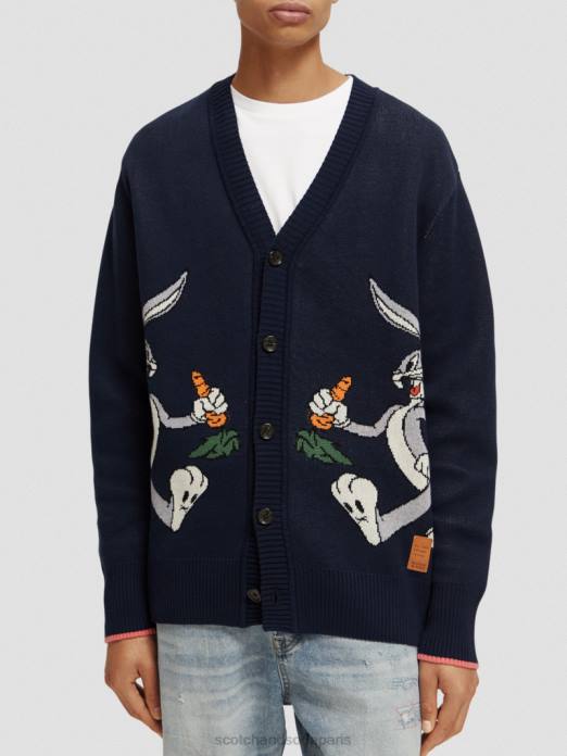 Scotch & Soda femmes cardigan en coton biologique brodé looney tunes nuit vêtements 4HB4126
