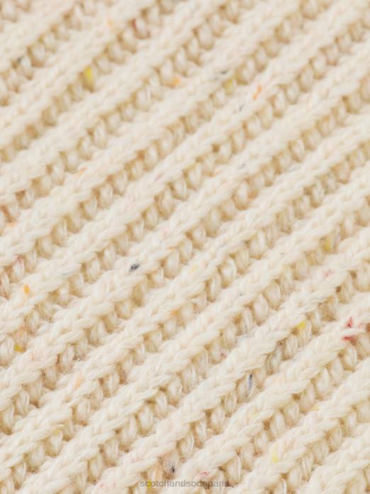 Scotch & Soda femmes cardigan en maille côtelée à col en V sable blanc vêtements 4HB4128