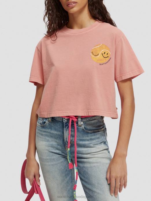 Scotch & Soda femmes chemise courte à motif artistique en coton biologique flamant vêtements 4HB495