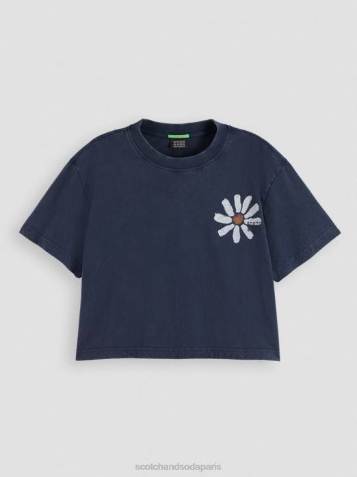 Scotch & Soda femmes chemise courte à motif artistique en coton biologique marine vêtements 4HB496