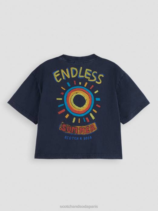 Scotch & Soda femmes chemise courte à motif artistique en coton biologique marine vêtements 4HB496