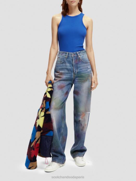 Scotch & Soda femmes débardeur à dos nageur en coton biologique bleu brillant vêtements 4HB485