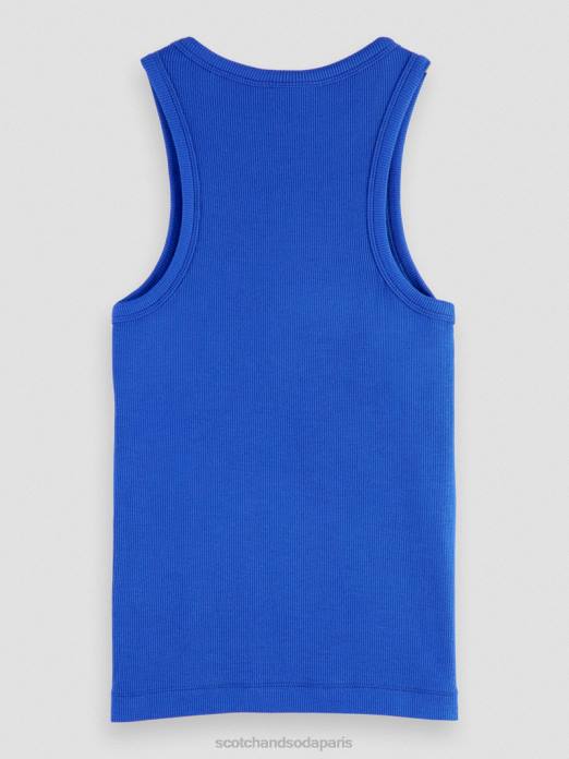 Scotch & Soda femmes débardeur à dos nageur en coton biologique bleu brillant vêtements 4HB485