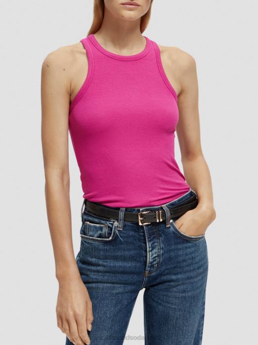 Scotch & Soda femmes débardeur à dos nageur en coton biologique fuchsia vêtements 4HB486