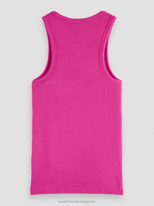 Scotch & Soda femmes débardeur à dos nageur en coton biologique fuchsia vêtements 4HB486